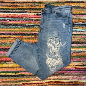 Distressed Blue Jeans